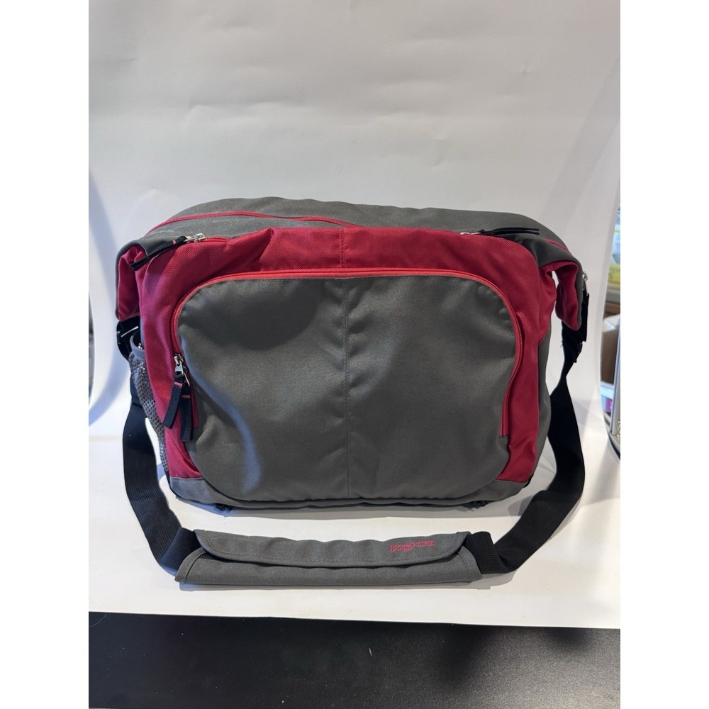 JanSport Crossbody Messenger Bag Red &‎ Grey College Student Travel Unisex LNC